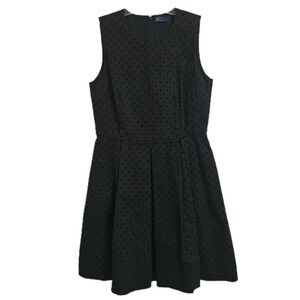Gap Womens Black Flocked Polka Dot Sleeveless A‑Line Dress Size 10 Knee Length